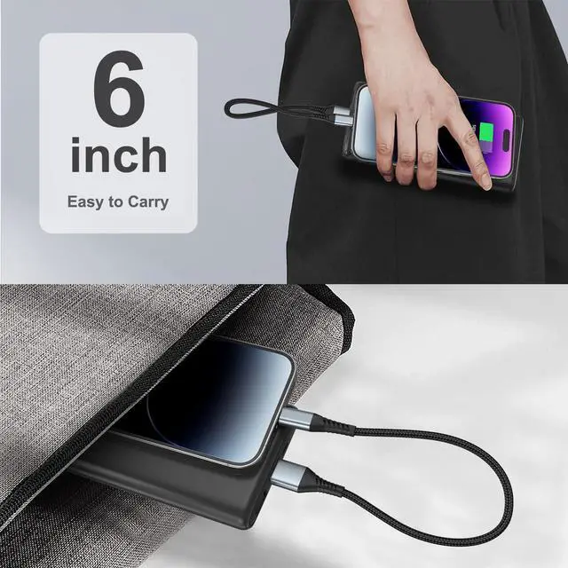 Alt view image 3 of 7 - 6inch USB C to Lightning Cable 2-Pack Short USB C iPhone Charger Cord Braided 0.5FT Type C to Lightning Cable PD Fast Charging for  iPhone 14 13 12 11 Pro Max Mini 10 8 7 Plus XR XS SE AirPods