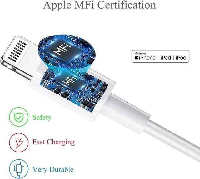 Alt view image 2 of 7 - 3ft 3Pack  MFi Certified iPhone Charger Cord USB to Lightning Cable Fast Charging & Data Sync Compatible with iPhone 14/13/12/11/XR/XS/X/8/7/6/5/SE/iPad