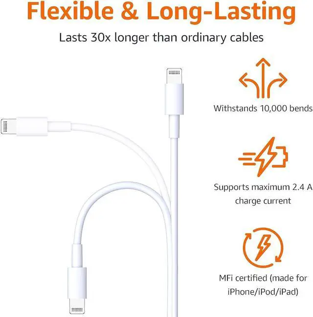 Alt view image 4 of 7 - 3ft 3Pack  MFi Certified iPhone Charger Cord USB to Lightning Cable Fast Charging & Data Sync Compatible with iPhone 14/13/12/11/XR/XS/X/8/7/6/5/SE/iPad