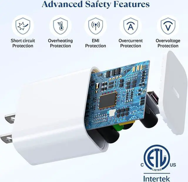 Alt view image 4 of 7 - 20W USB C Fast Charger [MFi-Certified] Compatible with iPhone 14/13/ 12/11/ XS/XR/X/ 8 /iPad 2Pack PD Type C Charger Blocks with 6FT Type-C to Lightning Cables