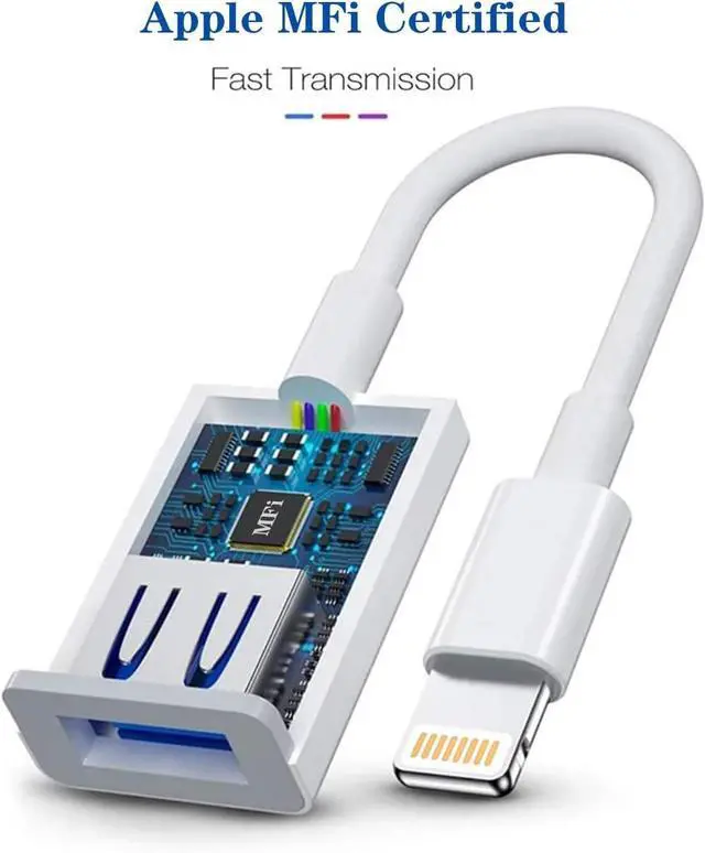 Alt view image 2 of 7 - Lightning to USB Camera Adapter  MFi Certified USB OTG Cable Converter for iPhone 14 13 12 11 Pro Max XS XR X 8 iPad Support Camera Card Reader USB Flash Drive MIDI Keyboard