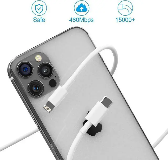 Alt view image 5 of 7 - 20W Dual Port Fast Charger Block 2-Pack with 6FT & 10FT MFi-Certified Cables, PD/QC3.0 Quick Charge Adapter for iPhone 14/13/12/11 Pro Max/XS/XR/X, iPad, AirPods Pro - Overheat & Surge Protection