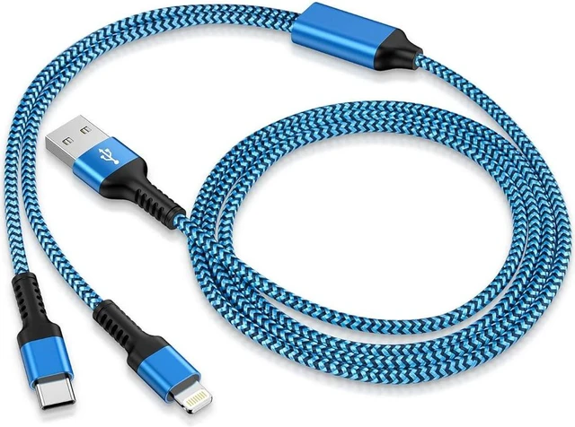 Main image of Multi USB Charger Cable 2 in 1 USB C and Lightning Charging Cable Cord 4FT