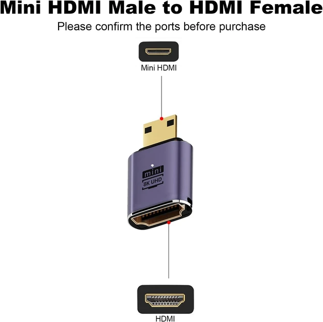 Alt view image 2 of 5 - 8K Mini HDMI to HDMI Adapter (2 Pack)