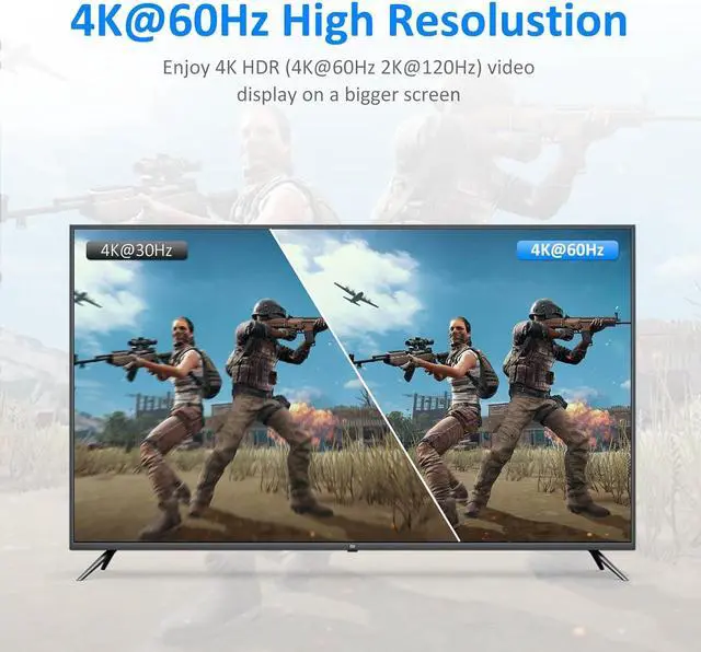 Alt view image 4 of 7 - 4K USB C to HDMI Adapter Type-C to HDMI Adapter (4K@60Hz) HDMI Converter (Thunderbolt 3/4 Compatible) with MacBook Pro/Air iPad Pro iPhone 15 Series Galaxy Chromebook...