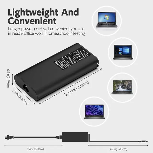 Alt view image 5 of 7 - 90W Laptop Charger for Dell Inspirion 14 15 3000,17 5000 7000 Series,14R 14Z 15R 17R Series,Inspirion E4300 E4310 E5220 E5250 E5270 Power Supply Cord