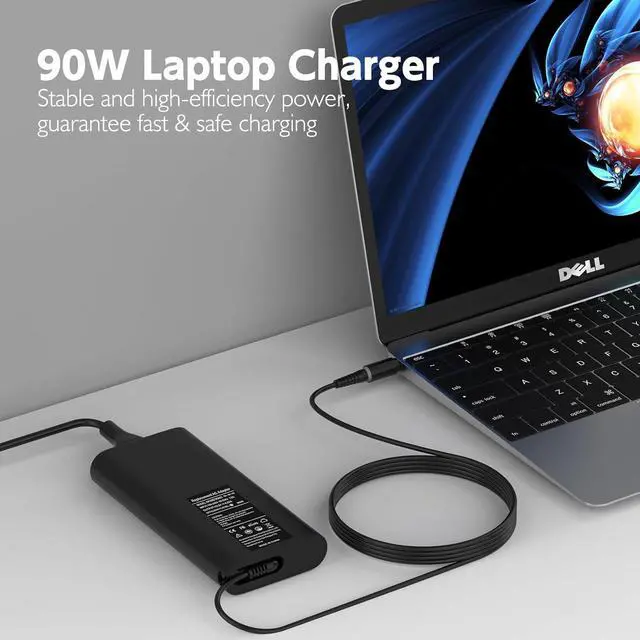 Alt view image 2 of 7 - 90W Laptop Charger for Dell Inspirion 14 15 3000,17 5000 7000 Series,14R 14Z 15R 17R Series,Inspirion E4300 E4310 E5220 E5250 E5270 Power Supply Cord