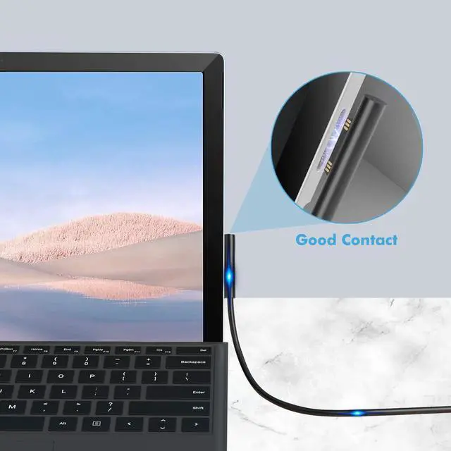 Alt view image 3 of 7 - 65W Surface Pro Laptop Charger Compatible with Microsoft Surface Pro 9 8 7 6 5 4 3 X Power Adapter Surface Laptop 1 2 3 Compatible with Both Microsoft Surface Book Laptop/Tablet