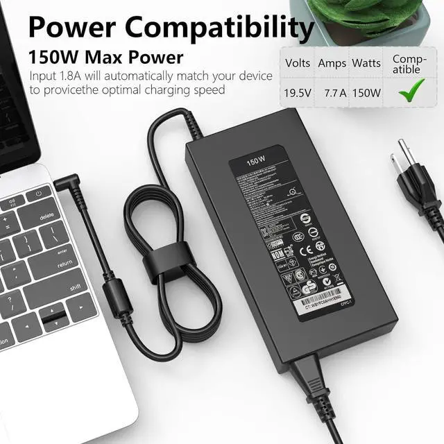 Alt view image 6 of 7 - 150W AC Adapter Charger Fit for Original HP ZBook 15 16 17 G3 G4 G5 G6 G7 ZBook Studio15 OMEN x by 15 17 ADP-150XB B 776620-001 917677-003 75626-003 917677-001 Laptop Power Supply