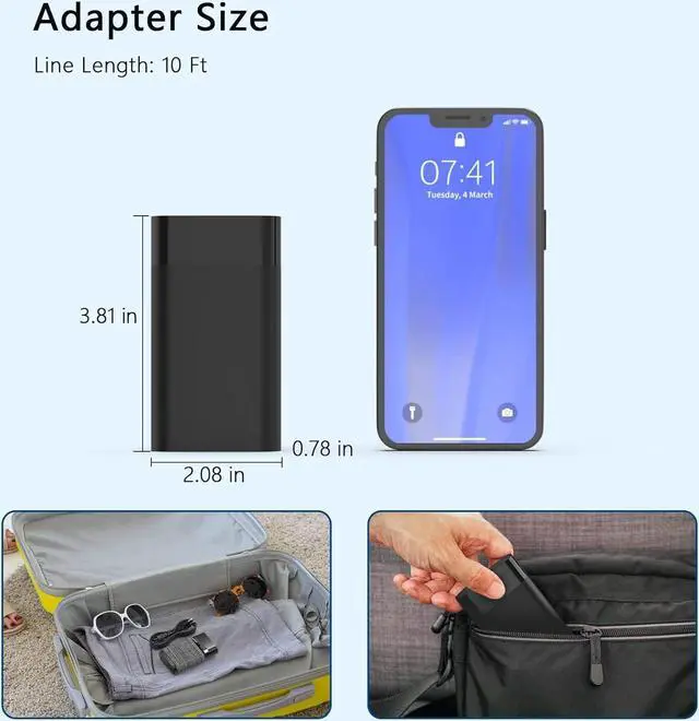 Alt view image 4 of 7 - New Slim 65W USB C Charger, Compatible with HP EliteBook 830 840 845 865 640 650 1040 G8 G10, Envy x360 15, ZBook, Spectre ProBook Chromebook X360 Elite x2 Power Adapter Supply Cord