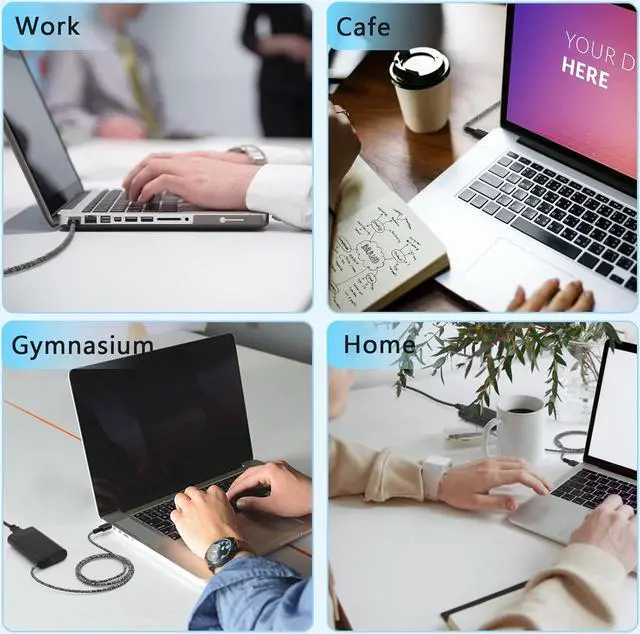 Alt view image 7 of 7 - New Slim 65W USB C Charger, Compatible with HP EliteBook 830 840 845 865 640 650 1040 G8 G10, Envy x360 15, ZBook, Spectre ProBook Chromebook X360 Elite x2 Power Adapter Supply Cord