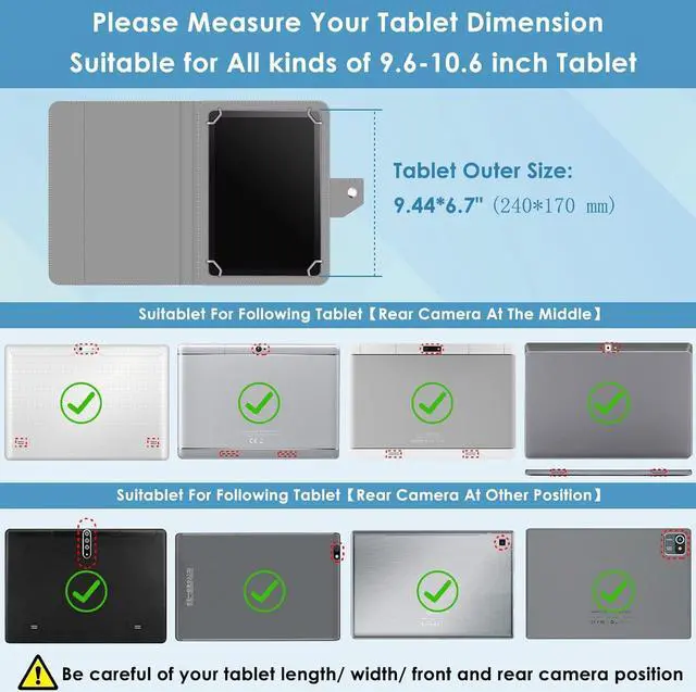 Alt view image 2 of 7 - Universal 10.1 inch Tablet Case 10 inch Tablet Cover Magnetic Closure Travel Portable Protective Folio Leather Stand Shell Case for All Kinds of 9.6-10.5 inch Android/iOS/Windows Tablet #7
