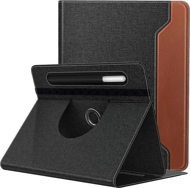 Main image of Universal Case for 9-11 Inch Tablet 360 Degree Rotating Stand Protective Cover with Pen Pocket for 9 10 10.1 Inch Android Touchscreen Tablet Black Brown