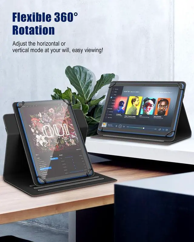 Alt view image 4 of 7 - Universal Case for 9-11 Inch Tablet 360 Degree Rotating Stand Protective Cover with Pen Pocket for 9 10 10.1 Inch Android Touchscreen Tablet Black Brown