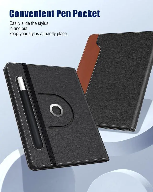 Alt view image 5 of 7 - Universal Case for 9-11 Inch Tablet 360 Degree Rotating Stand Protective Cover with Pen Pocket for 9 10 10.1 Inch Android Touchscreen Tablet Black Brown