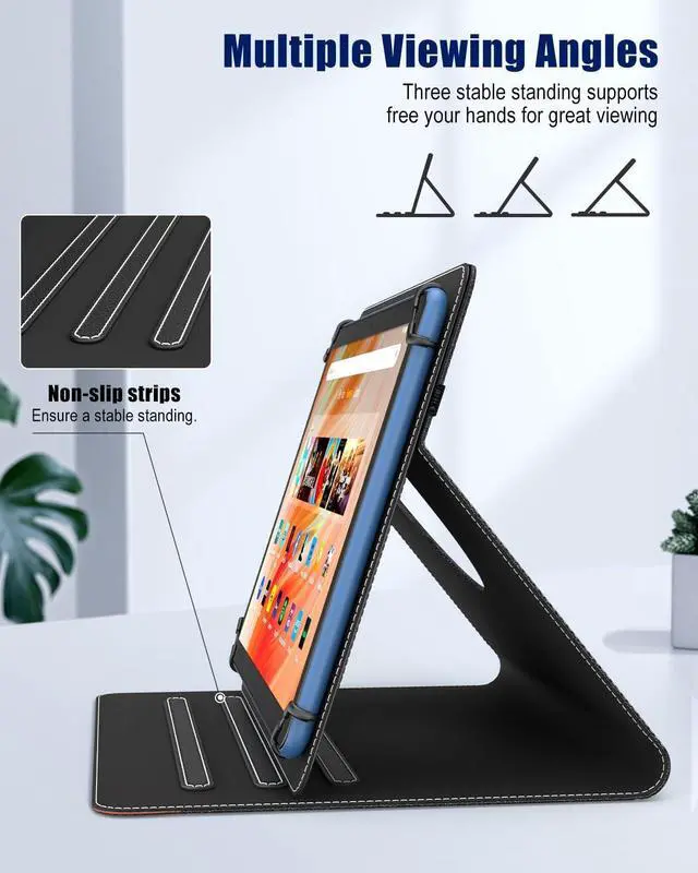 Alt view image 6 of 7 - Universal Case for 9-11 Inch Tablet 360 Degree Rotating Stand Protective Cover with Pen Pocket for 9 10 10.1 Inch Android Touchscreen Tablet Black Brown