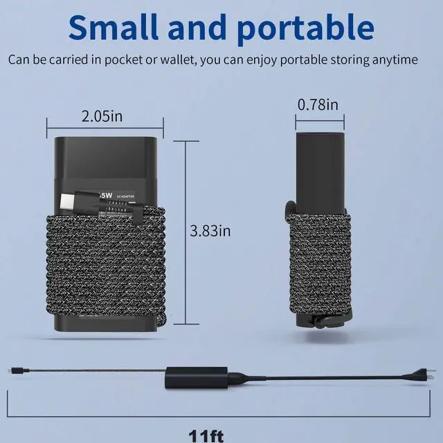 Alt view image 2 of 6 - New Slim 65W HP Laptop Charger USB C Replacement for HP Envy X360,Spectre X360,Elitebook X360,Elite X2,Elitebook 840,Chromebook,Envy,ZBook,ProBook Travel Fast Charger Type C Power Cord Adapter