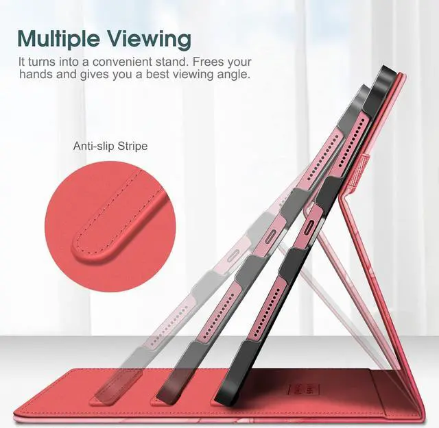 Alt view image 4 of 7 - Case for iPad (A16) 11th Generation 11 Inch (2025) iPad 10th Generation 10.9 Inch (2022) Multi-Angle Viewing Protective Stand Cover with Pencil Holder & Pocket Marble Pink