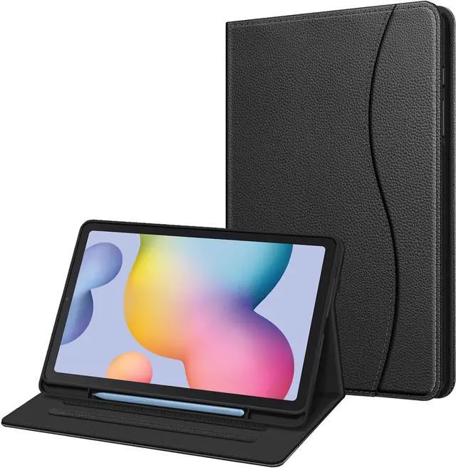 Main image of Case for  Galaxy Tab S6 Lite 10.4 Inch 2024/2022/2020 with S Pen Holder Multi-Angle Viewing Soft TPU Back Cover with Pocket Auto Wake/Sleep Black