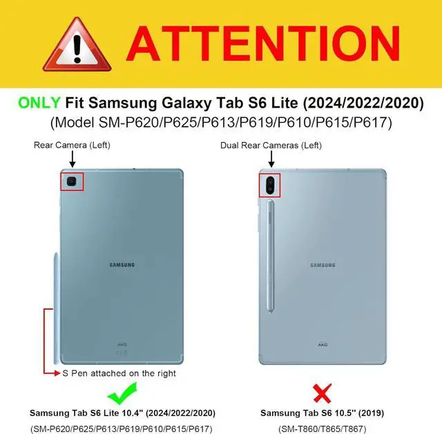 Alt view image 2 of 7 - Case for  Galaxy Tab S6 Lite 10.4 Inch 2024/2022/2020 with S Pen Holder Multi-Angle Viewing Soft TPU Back Cover with Pocket Auto Wake/Sleep Black