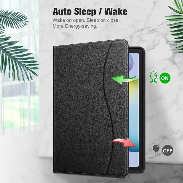 Alt view image 5 of 7 - Case for  Galaxy Tab S6 Lite 10.4 Inch 2024/2022/2020 with S Pen Holder Multi-Angle Viewing Soft TPU Back Cover with Pocket Auto Wake/Sleep Black