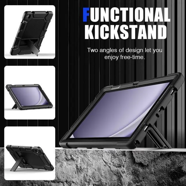 Alt view image 3 of 7 - Case for  Galaxy Tab A9+/A9 Plus 11 2024 Model (SM-X210/X216/X218) Heavy Duty Shockproof Rugged High Impact Protective Case Black