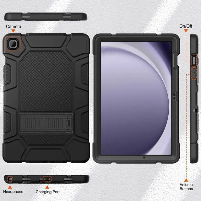 Alt view image 6 of 7 - Case for  Galaxy Tab A9+/A9 Plus 11 2024 Model (SM-X210/X216/X218) Heavy Duty Shockproof Rugged High Impact Protective Case Black
