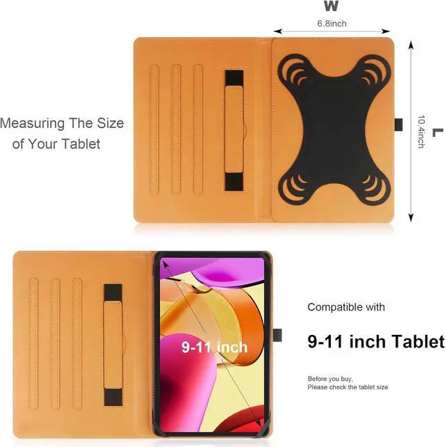Alt view image 2 of 6 - 9-10.5 Inch Universal Tablet Case Protective Cover Stand Folio Case for 9 10 10.5 Inch Android Touchscreen Tablet with Adjustable Fixing Silicon Band Black