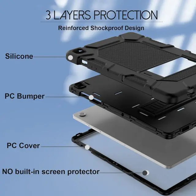 Alt view image 3 of 7 - Rantice Case for  Galaxy Tab A9+/A9 Plus 11 2024 Heavy Duty Shockproof Rugged Protective Case with Kickstand for Galaxy Tab A9+/A9 Plus 11 Inch (SM-X210/X216/X218) Black