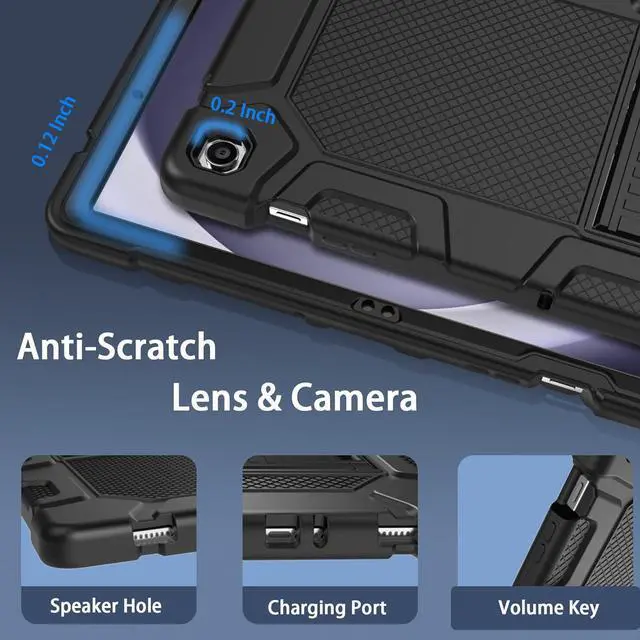 Alt view image 4 of 7 - Rantice Case for  Galaxy Tab A9+/A9 Plus 11 2024 Heavy Duty Shockproof Rugged Protective Case with Kickstand for Galaxy Tab A9+/A9 Plus 11 Inch (SM-X210/X216/X218) Black