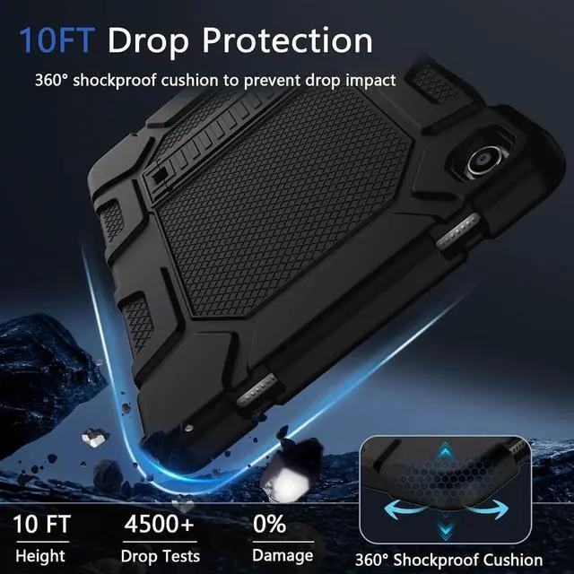 Alt view image 6 of 7 - Rantice Case for  Galaxy Tab A9+/A9 Plus 11 2024 Heavy Duty Shockproof Rugged Protective Case with Kickstand for Galaxy Tab A9+/A9 Plus 11 Inch (SM-X210/X216/X218) Black