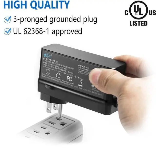 Alt view image 6 of 7 - AC Adapter for LG LED LCD 19 22 23 24 27 29 32 34 UltraWide IPS Curved LED 4K UHD Monitor ADS-25FSG-19 34UM69G-B 34UC79G 34UC99-W LG 32UD99 22LN4510 24M47VQ ADS-40FSG Power Supply Cord