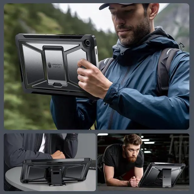 Alt view image 7 of 7 - for  Galaxy Tab A9 Plus 11 Inch 5G 2023 Case Built-in Screen Protector/Kickstand/Full-Body Dual Layer Shockproof Protective Cover for Tablet A9+ 11 (SM-X210/X216/X218) Black