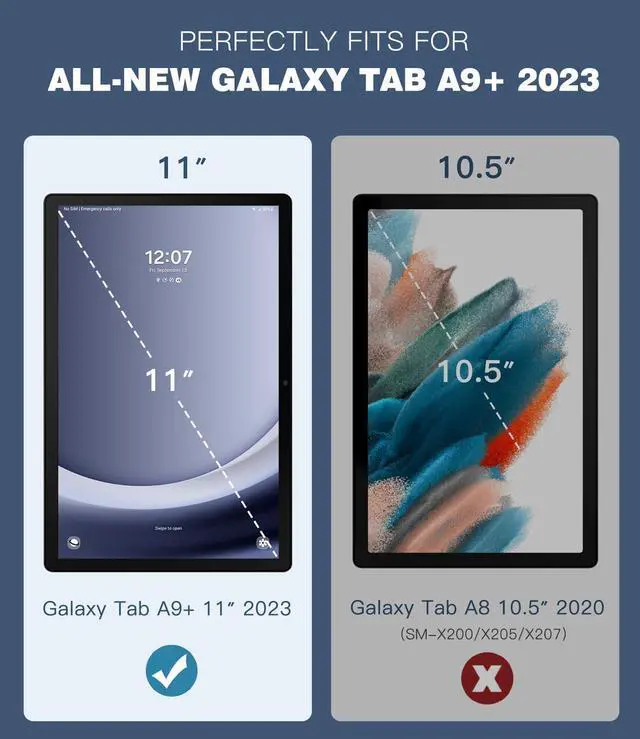 Alt view image 2 of 7 - Case for  Galaxy Tab A9+/A9 Plus 11 Inch 2023 Slim Lightweight Stand Hard Back Shell Protective Cover for Galaxy Tab A9+ Tablet SM-X210/X216/X218 Auto Wake/Sleep Navy Blue