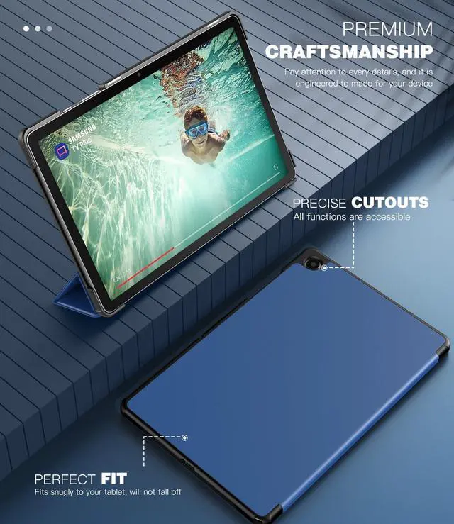 Alt view image 3 of 7 - Case for  Galaxy Tab A9+/A9 Plus 11 Inch 2023 Slim Lightweight Stand Hard Back Shell Protective Cover for Galaxy Tab A9+ Tablet SM-X210/X216/X218 Auto Wake/Sleep Navy Blue
