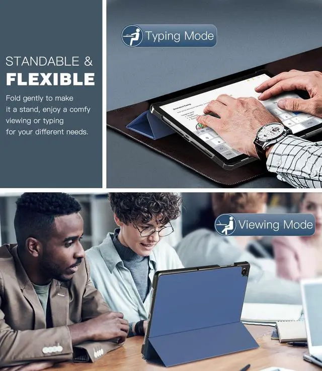 Alt view image 4 of 7 - Case for  Galaxy Tab A9+/A9 Plus 11 Inch 2023 Slim Lightweight Stand Hard Back Shell Protective Cover for Galaxy Tab A9+ Tablet SM-X210/X216/X218 Auto Wake/Sleep Navy Blue