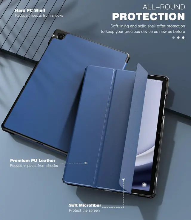 Alt view image 6 of 7 - Case for  Galaxy Tab A9+/A9 Plus 11 Inch 2023 Slim Lightweight Stand Hard Back Shell Protective Cover for Galaxy Tab A9+ Tablet SM-X210/X216/X218 Auto Wake/Sleep Navy Blue