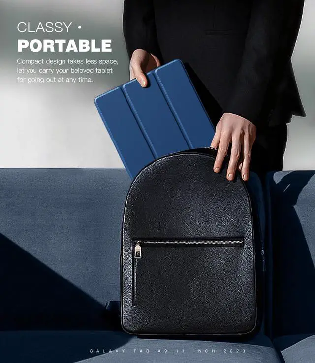 Alt view image 7 of 7 - Case for  Galaxy Tab A9+/A9 Plus 11 Inch 2023 Slim Lightweight Stand Hard Back Shell Protective Cover for Galaxy Tab A9+ Tablet SM-X210/X216/X218 Auto Wake/Sleep Navy Blue