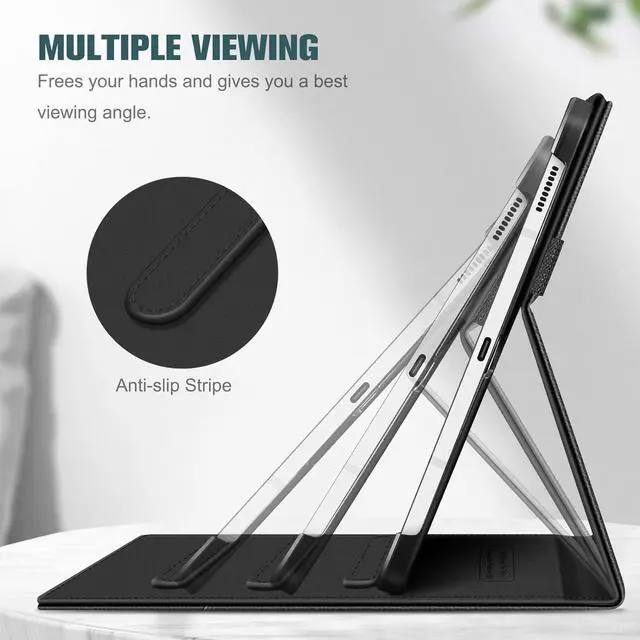 Alt view image 3 of 7 - Fintie Case for  Galaxy Tab S10 FE/ S9 FE 5G 10.9 Inch/Tab S9 11 Inch Multi-Angle Viewing Protective Cover with Pocket Auto Sleep/Wake Black