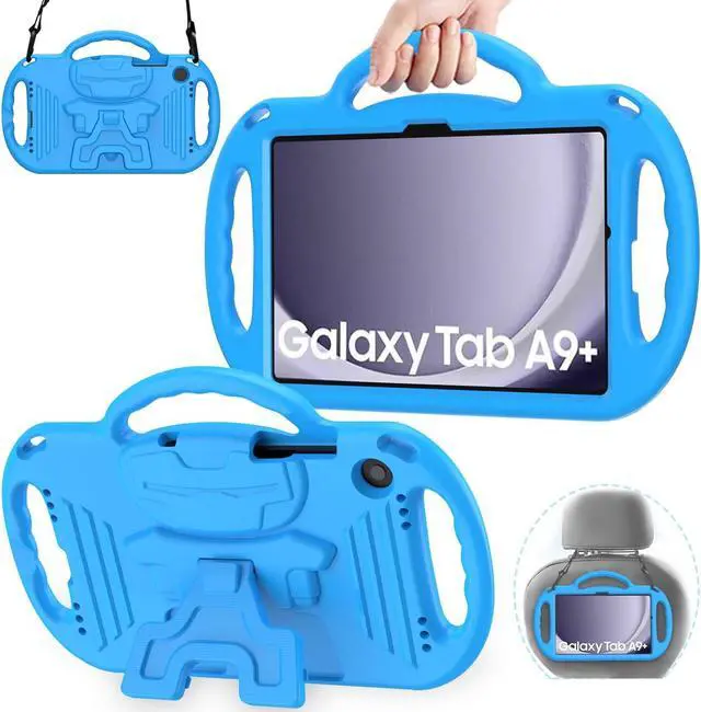 Main image of Kids Case for  Galaxy Tab A9+/A9 Plus 11 Inch 2023 Case with Strap Shockproof Lightweight Handle Stand 2023 Model (SM-X210/X216/X218) with Lanyard Blue