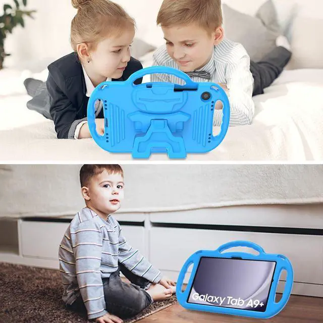 Alt view image 6 of 7 - Kids Case for  Galaxy Tab A9+/A9 Plus 11 Inch 2023 Case with Strap Shockproof Lightweight Handle Stand 2023 Model (SM-X210/X216/X218) with Lanyard Blue