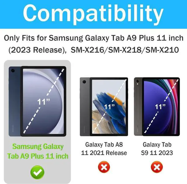 Alt view image 2 of 7 - Kids Case for  Galaxy Tab A9+/A9 Plus 11 Inch 2023 (SM-X210/X216/X218) with Screen Protector Shockproof  Galaxy Tab A9 Plus Case for Kids Blue
