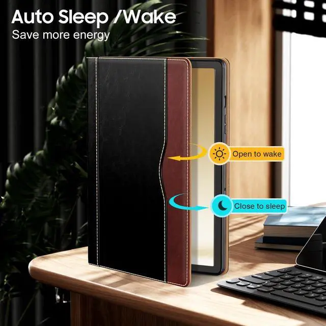 Alt view image 3 of 7 - Case for Samsug Galaxy Tab A9+ 11 inch 2023(SM-X210/X216/X218) PU Leather Folio Cover with Multi-Angle Stand//Pen Holder Auto Wake/Sleep Case for Galaxy A9 Plus 11 Tablet (Black+Brown)