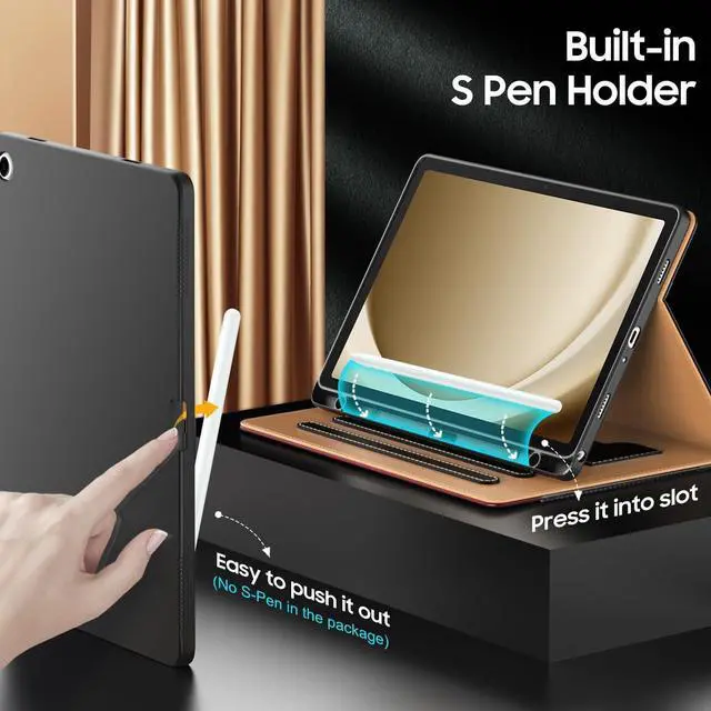 Alt view image 4 of 7 - Case for Samsug Galaxy Tab A9+ 11 inch 2023(SM-X210/X216/X218) PU Leather Folio Cover with Multi-Angle Stand//Pen Holder Auto Wake/Sleep Case for Galaxy A9 Plus 11 Tablet (Black+Brown)