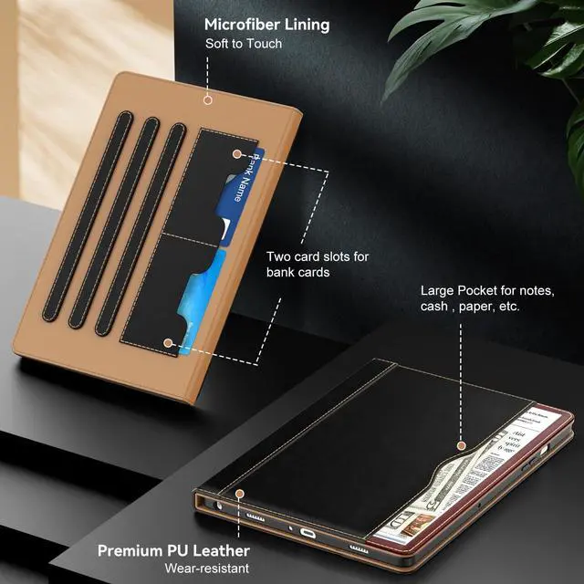 Alt view image 5 of 7 - Case for Samsug Galaxy Tab A9+ 11 inch 2023(SM-X210/X216/X218) PU Leather Folio Cover with Multi-Angle Stand//Pen Holder Auto Wake/Sleep Case for Galaxy A9 Plus 11 Tablet (Black+Brown)