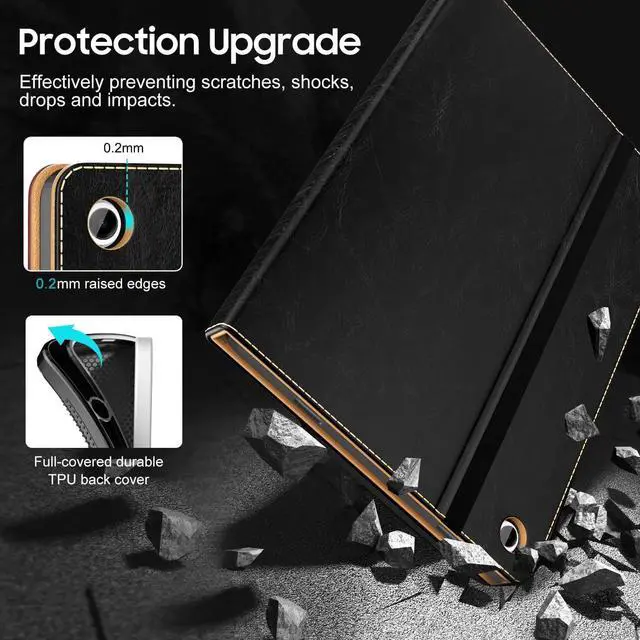Alt view image 7 of 7 - Case for Samsug Galaxy Tab A9+ 11 inch 2023(SM-X210/X216/X218) PU Leather Folio Cover with Multi-Angle Stand//Pen Holder Auto Wake/Sleep Case for Galaxy A9 Plus 11 Tablet (Black+Brown)