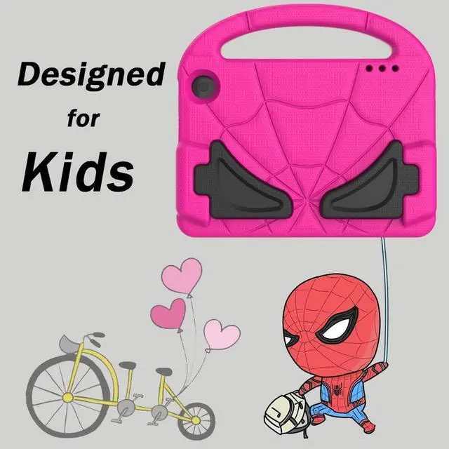 Alt view image 3 of 6 - All-New Fire 7 Tablet Case (12th Generation 2022 Release) - Lightweight Shockproof Kid-Friendly Cover with Handle & Kickstand for Kindle Fire 7 Kids Tablet - Pink