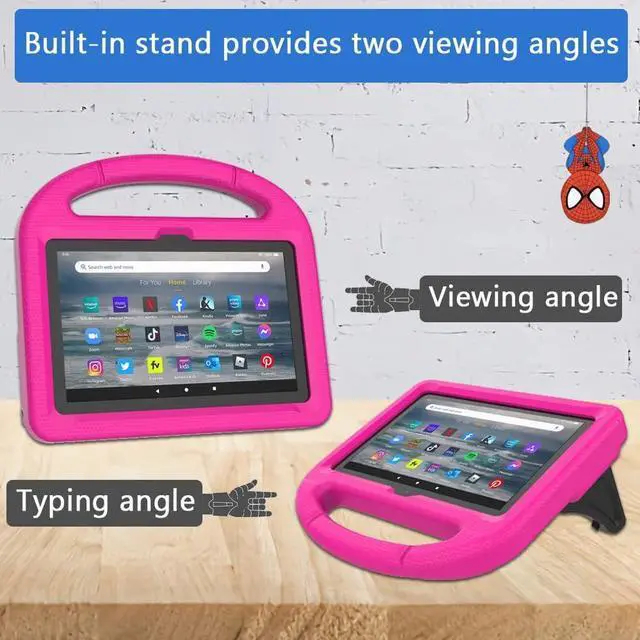 Alt view image 5 of 6 - All-New Fire 7 Tablet Case (12th Generation 2022 Release) - Lightweight Shockproof Kid-Friendly Cover with Handle & Kickstand for Kindle Fire 7 Kids Tablet - Pink