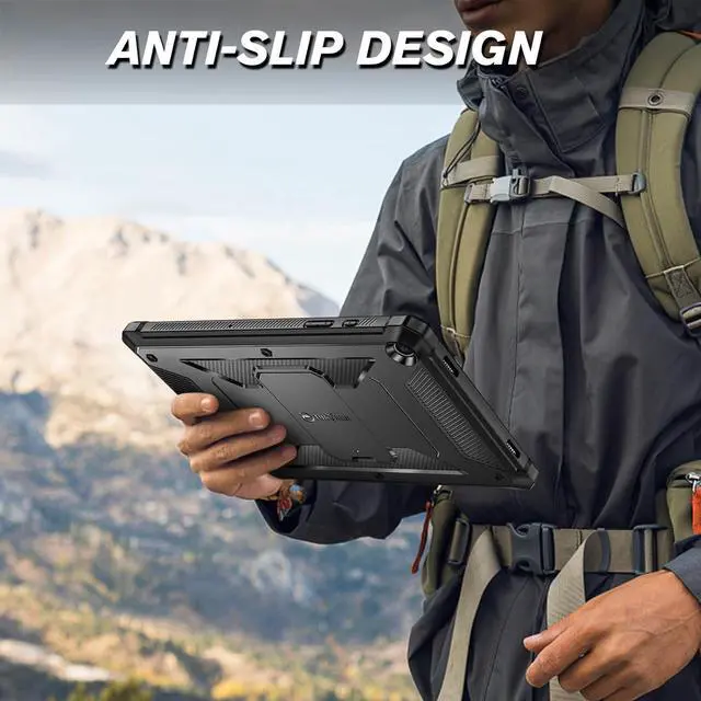 Alt view image 6 of 7 - Shockproof Case for  Galaxy Tab A9 Plus/A9+ 5G 11 Inch 2023 Model (SM-X210/X216/X218) Tuatara Rugged Unibody Hybrid Bumper Kickstand Cover Built-in Screen Protector Black