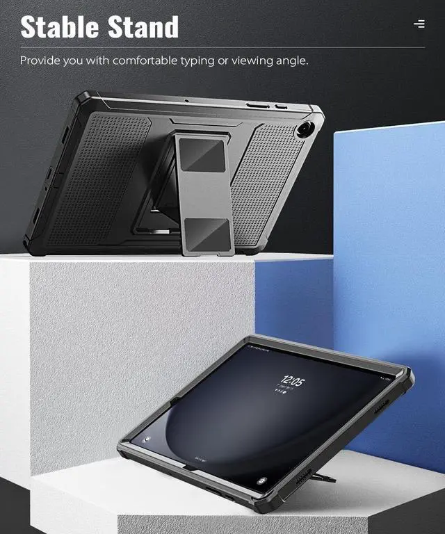 Alt view image 5 of 7 - Case Fit Galaxy Tab A9 Plus 11-Inch 2023 (SM-X210/X216/X218) Shockproof Full Body Rugged Stand Back Cover Built-in Screen Protector Fit Galaxy Tab A9+ 11 2023 Black